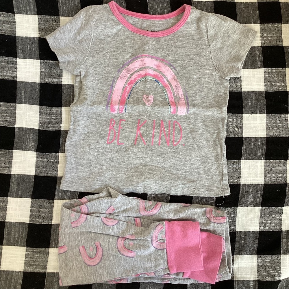 Gray and Pink 'Be Kind' Kids Pajamas Rae Dunn